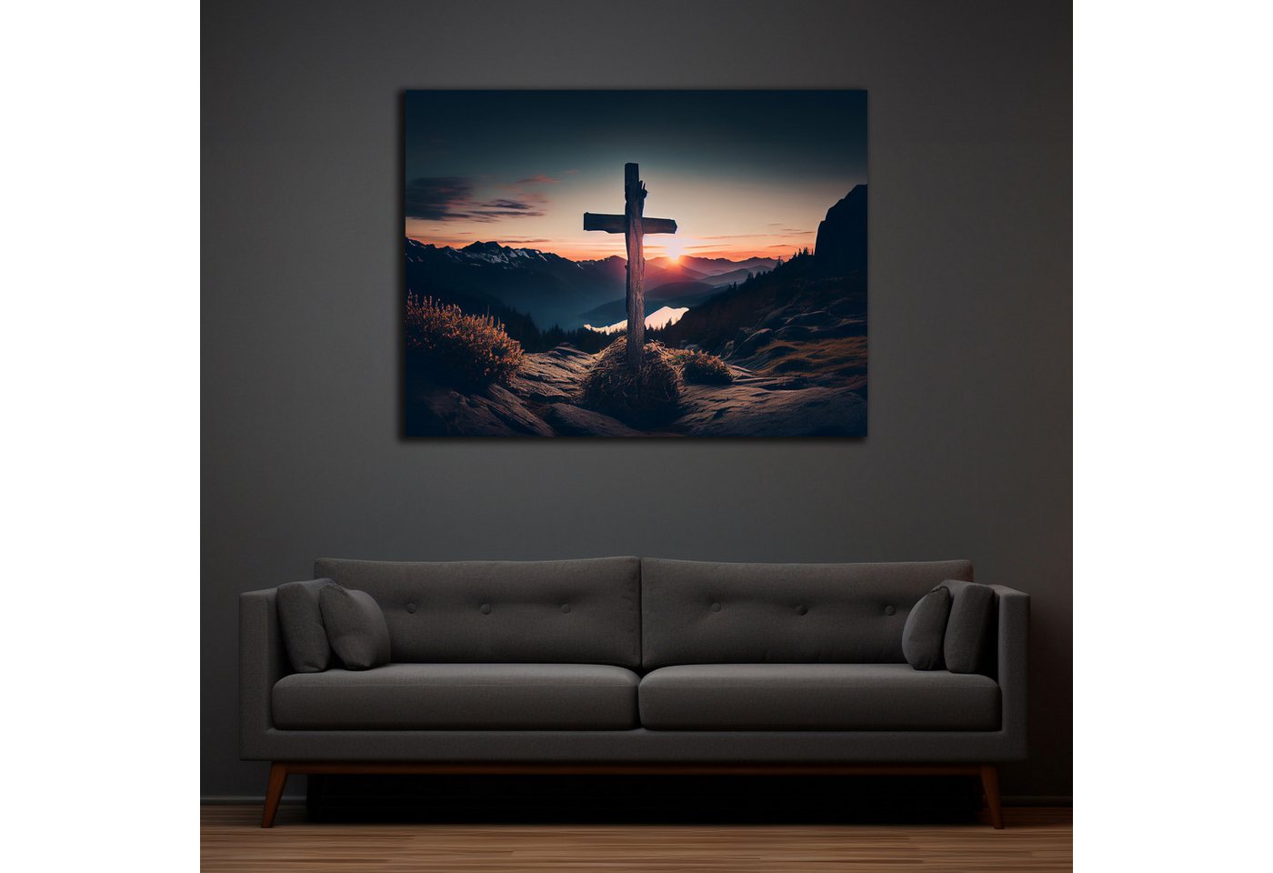 DARO Design Leinwandbild Modern Abstrakt Wandbilder XXL Wandbild Wand Deko Leinwand Bilder, (Kreuz - Bild groß Wohnzimmer Schlafzimmer Küche Esszimmer Einteilig – Bild 2 von 5