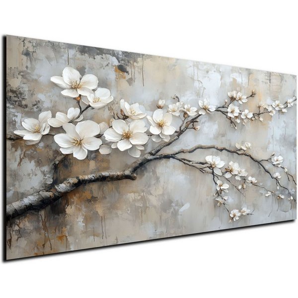 DARO Design Leinwandbild Modern Abstrakt Wandbilder XXL Wandbild Wand Deko Leinwand Bilder, (Mandelzweig - Bild groß Wohnzimmer Schlafzimmer Küche Esszimmer Ein