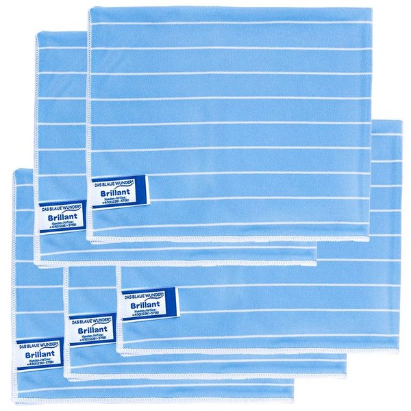Das Blaue Wunder® BRILLANT Putztücher mit Bambusfasern, streifen- und fusselfreie Reinigungstücher (5er-Set 40x50cm, Reinigen und Trocknen auf Glas- und Spiegel