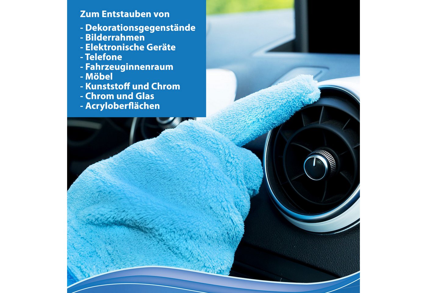 Das Blaue Wunder® SOFT Hand Staubhandschuh Mikrofasertuch (2er Set, Super Soft und Super Flauschig mit extra langen Fasern) – Bild 5 von 5