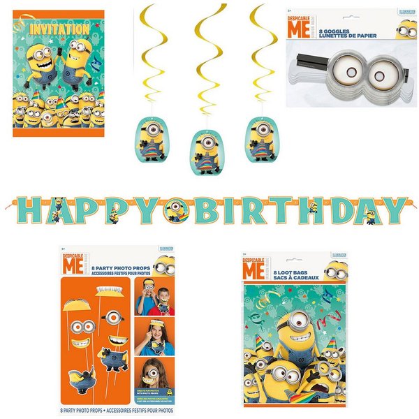 Das Kostümland Kindergeschirr-Set 'Minions' Party Deko Set für Kindergeburtstag – Ti, Papier