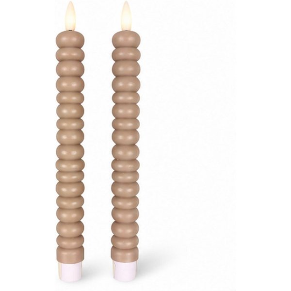 dasmöbelwerk LED-Kerze LED-Stabkerzen 2er Set Ø2,2x22 cm Dinnerkerze Timer Beige, Leuchtmittel nicht enthalten