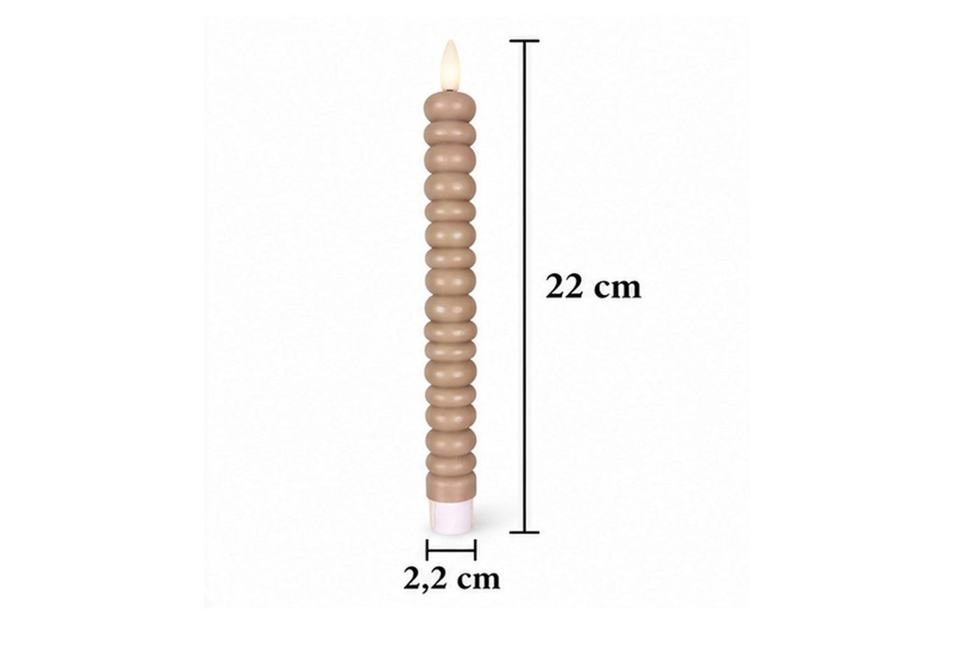 dasmöbelwerk LED-Kerze LED-Stabkerzen 2er Set Ø2,2x22 cm Dinnerkerze Timer Beige, Leuchtmittel nicht enthalten – Bild 3 von 5