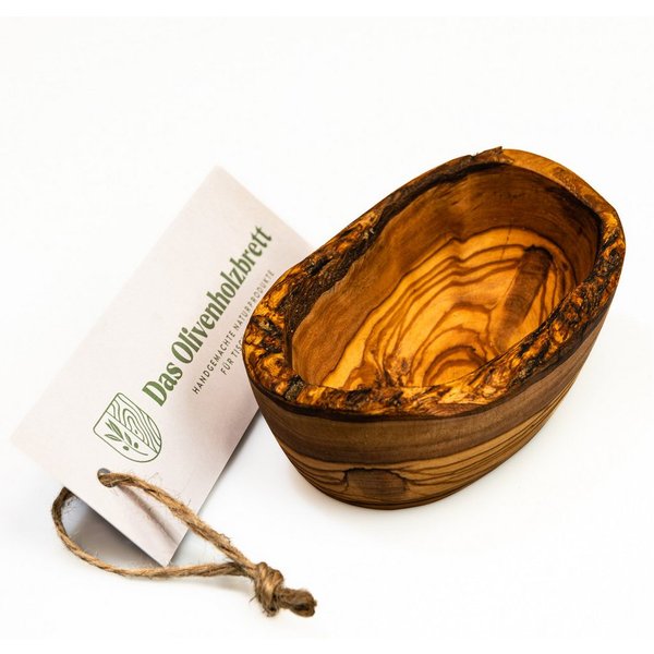 dasOlivenholzbrett Dipschale Ovales Schälchen aus Olivenholz mit möglichst naturbelassenem Rand