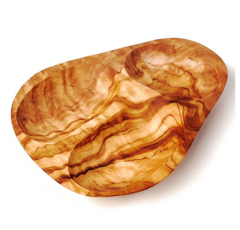 dasOlivenholzbrett Tapas-Schale 3-Fächer Schale aus Olivenholz – Bild 2 von 4