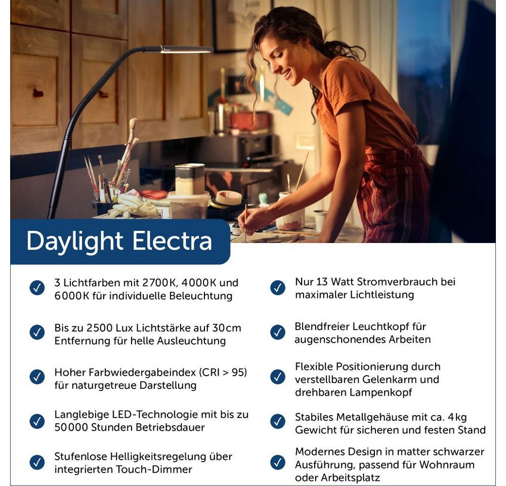 Daylight LED Arbeitsleuchte - Electra LED Stehlampe / Standleuchte (schwarz), Beleuchtung – Bild 2 von 5