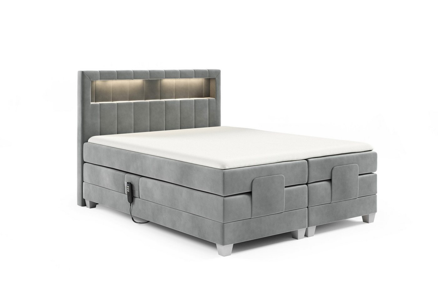 DB-Möbel Boxspringbett Schlafzimmerbett CAVIDOS Elektrisch in Stoff Fresh (inkl. Topper), Matratzen elektrisch verstellbar) – Bild 5 von 5