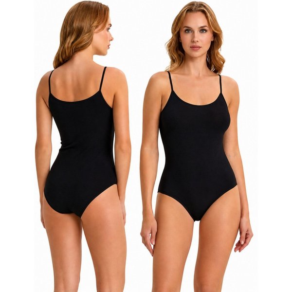 DDOnlineShop Body Damen Figurformender Body Ärmellos Rundhals Spaghettiträger (Set, 2-tlg., 2er-Pack) Premium Qualität