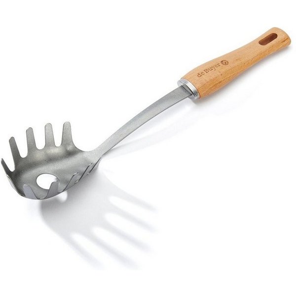 de Buyer Küchenwender B Bois Utensilien, B Bois Spaghettiheber - Edelstahl mit Holzgriff