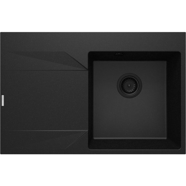 Deante Granitspüle Einbauspülbecken Schwarz eckig 76 cm Granitoptik mit Raumsparsiphon, 50/76 cm, (Komplett-Set)
