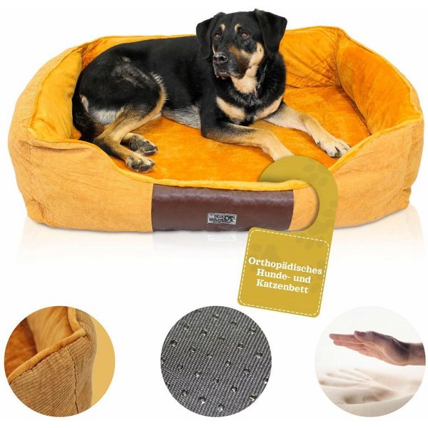 Dear Darling Tierbett DD-04 Orthopädisches Luxus Katzenbett Hundebett Memory Schaum, Wendematratze mit weichem Kuschelfleece und Cordstoff
