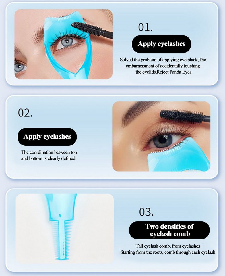 DEBAIJIA Mascara Wimpernschild, Wimpernbürste, Wimpernkamm, obere untere Wimpernhilfe – Bild 4 von 5