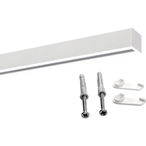 Deco-Raum Gardinenschiene Innenlauf Square eckig flach, 1-läufig, kürzbar, Wunschmaßlänge, Bohren, Deckenbefestigung, Aluminium, Flächenvorhang Schiene Innenlau