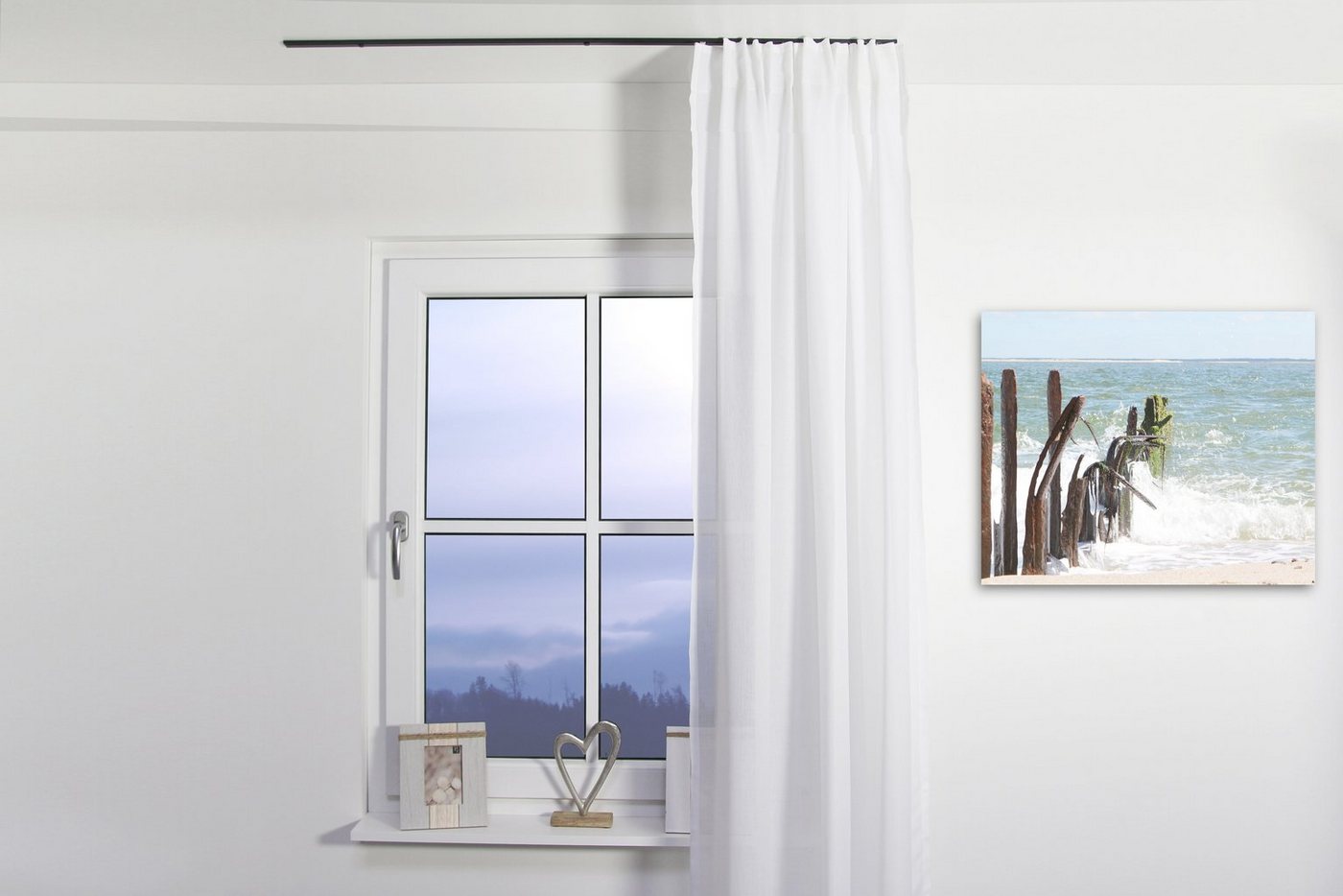 Deco-Raum Gardinenschiene Minimal, 1-läufig, kürzbar, Wunschmaßlänge, Deckenmontage, verschraubt, Aluminium, Komplett-Set vorgebohrt – Bild 5 von 5