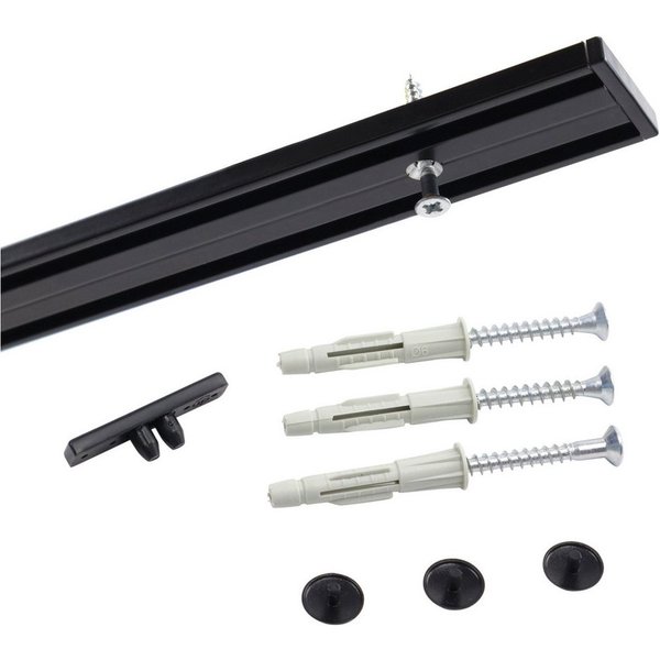 Deco-Raum Gardinenschiene Minimal, 2-läufig, kürzbar, Wunschmaßlänge, Deckenmontage, verschraubt, Aluminium, Komplett-Set vorgebohrt