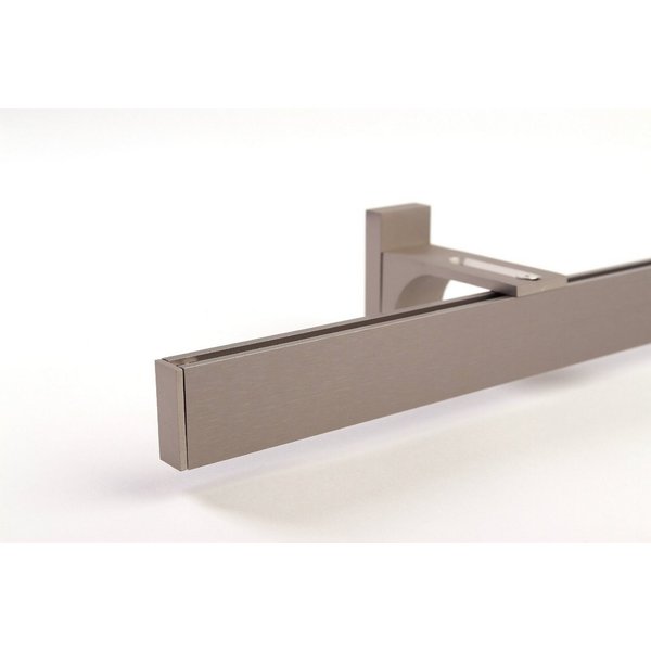 Deco-Raum Gardinenstange Innenlauf eckig, 1-läufig, kürzbar, Wunschmaßlänge, Wandträger, Geschraubt, Metall