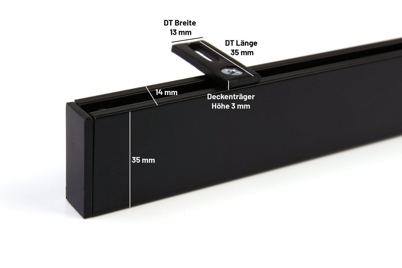 Deco-Raum Gardinenstange Innenlauf eckig, 1-läufig, kürzbar, Wunschmaßlänge, Deckenträger, Geschraubt, Metall – Bild 2 von 5