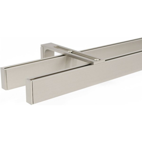 Deco-Raum Gardinenstange Innenlauf eckig, 2-läufig, kürzbar, Wunschmaßlänge, Wandträger, Geschraubt, Metall