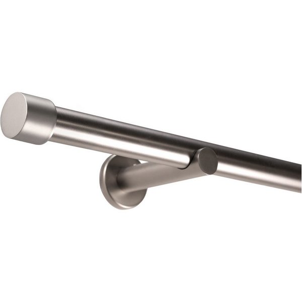Deco-Raum Gardinenstange Kappe, Ø 25 mm, 1-läufig, kürzbar, Wunschmaßlänge, Bohren, verschraubt, Metall, Komplett-Set mit Befestigungsmaterial