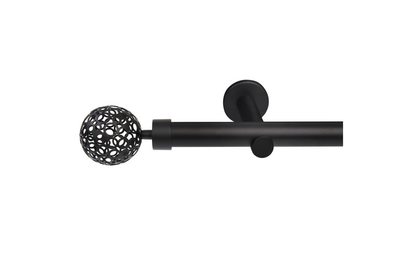 Deco-Raum Gardinenstange Kugel, Ø 25 mm, 1-läufig, kürzbar, Wunschmaßlänge, Bohren, verschraubt, Metall – Bild 4 von 5