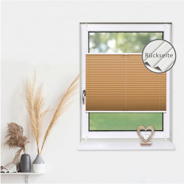 Deco-Raum Plissee Thermo Basic, abdunkelnd, Klemmträger, auf dem Fenster-/Türrahmen, Klemmfix, einfache Montage, in verschiedenen Farben und Größen ohne Bohren