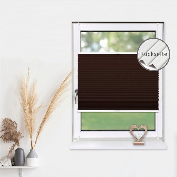 Deco-Raum Plissee Thermo Basic, abdunkelnd, Klemmträger, auf dem Fenster-/Türrahmen, Klemmfix, einfache Montage, in verschiedenen Farben und Größen ohne Bohren