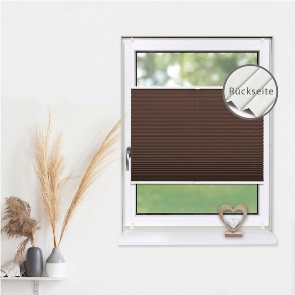 Deco-Raum Plissee Thermo Basic, abdunkelnd, Klemmträger, auf dem Fenster-/Türrahmen, Klemmfix, einfache Montage, in verschiedenen Farben und Größen ohne Bohren