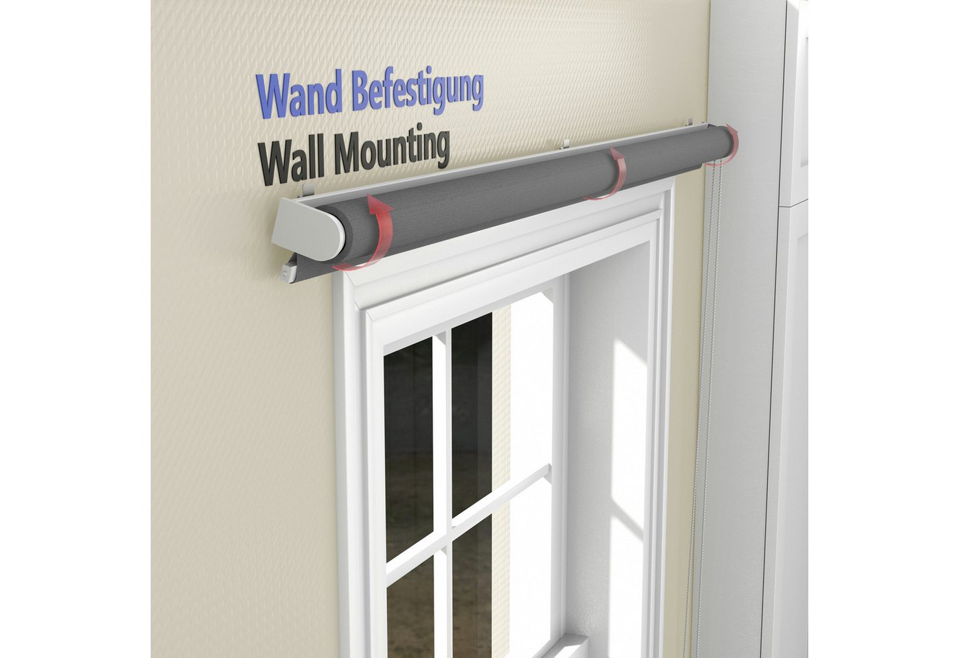 Seitenzugrollo Tageslicht-Rollo Basic GL, Deco-Raum, blickdicht, Wand- und Deckenmontage, einfache Selbstmontage, zum Schrauben, lichtdurchlässig & blickdicht,  – Bild 4 von 5
