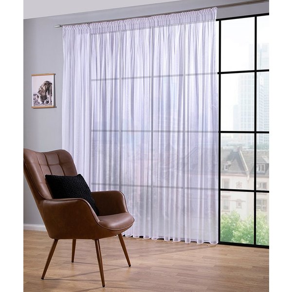 DecoHome24 Gardine Leinen (1 St), Kräuselband, halbtransparent