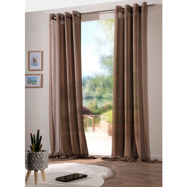 DecoHome24 Gardine Sable (2 St), Ösen, halbtransparent, sable, Leinenoptik