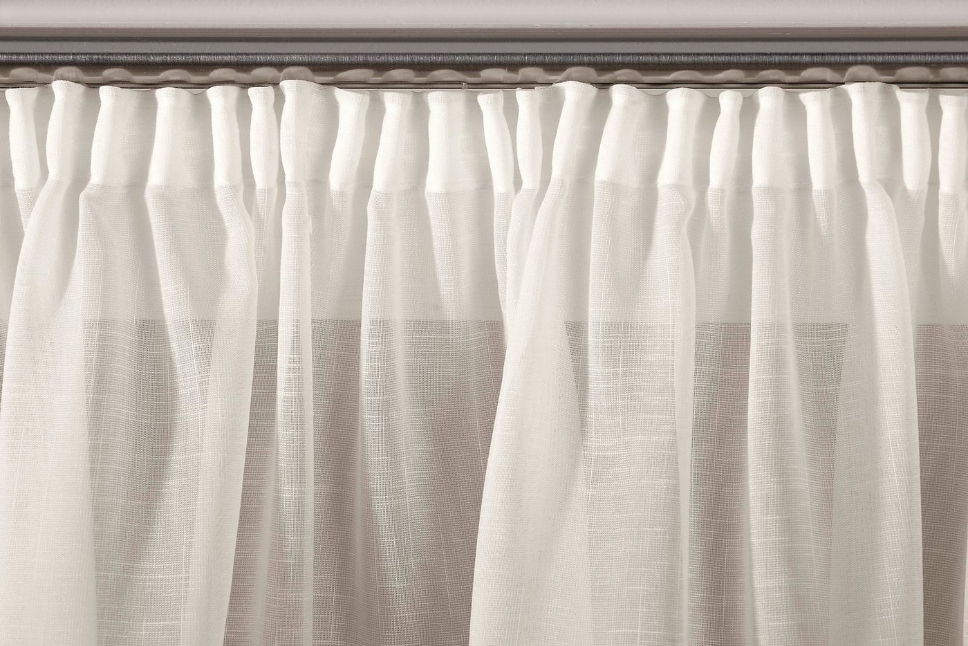 DecoHome24 Gardine Voile mit Effekt Creme (1 St), Kräuselband, halbtransparent, Voile, Store – Bild 2 von 5