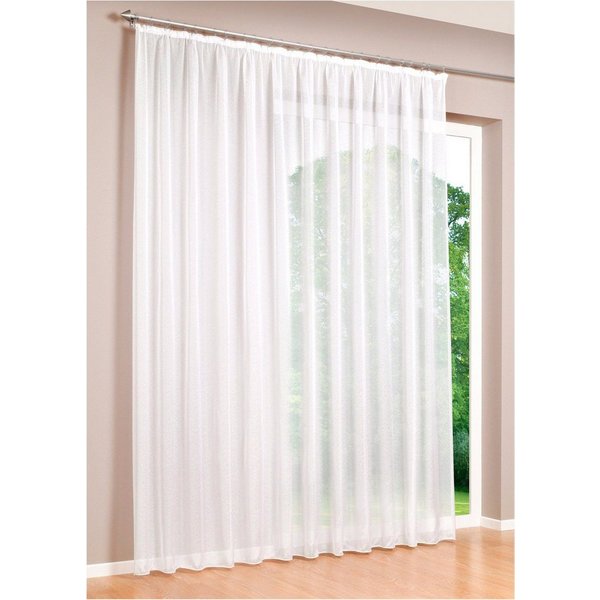 DecoHome24 Gardine Voile Weiß (1 St), Kräuselband, transparent, Store