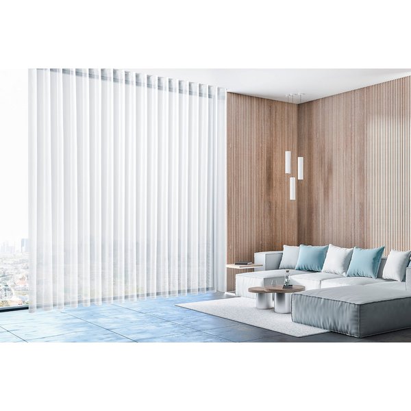 DecoHome24 Gardine Voile Weiß mit Wellen, Wellengardine, Wave-Gardine, halbtransparent, Store