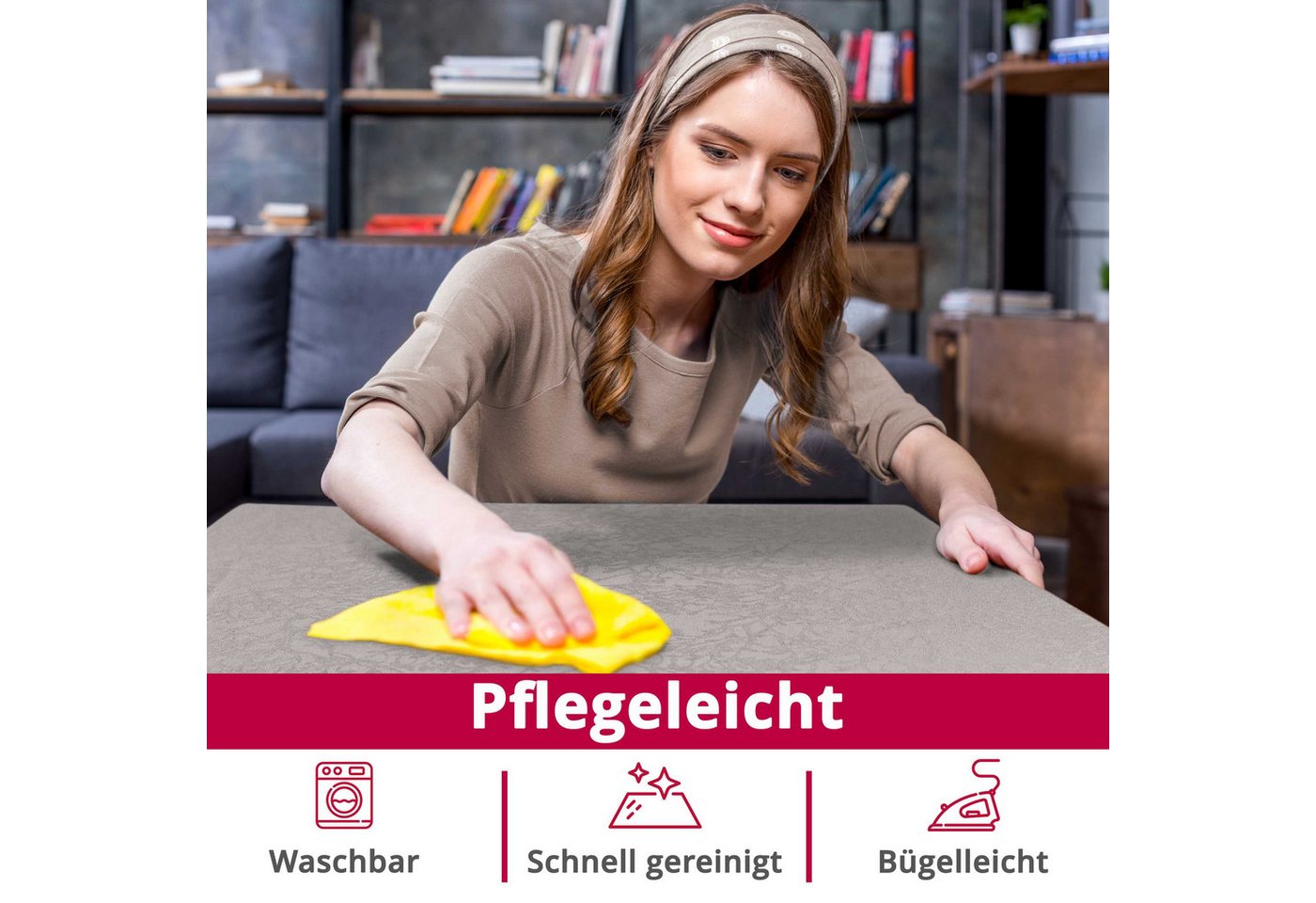 DecoHomeTextil Heimtextilmanufaktur Tischdecke Harmony hochwertig pflegeleicht mit Saumrand – Bild 2 von 5