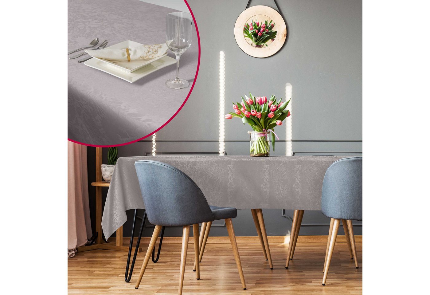 DecoHomeTextil Heimtextilmanufaktur Tischdecke Harmony hochwertig pflegeleicht mit Saumrand – Bild 4 von 5