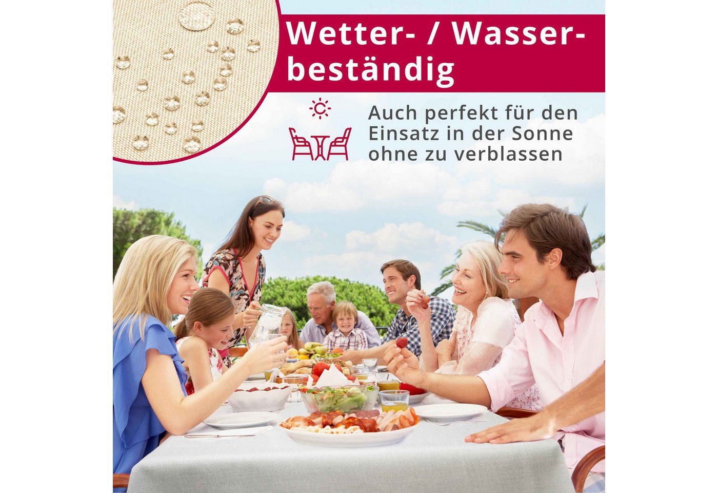 DecoHomeTextil Heimtextilmanufaktur Tischdecke Leinen Optik Tischdecke Tischtuch Abwaschbar Wasserabweisend – Bild 5 von 5