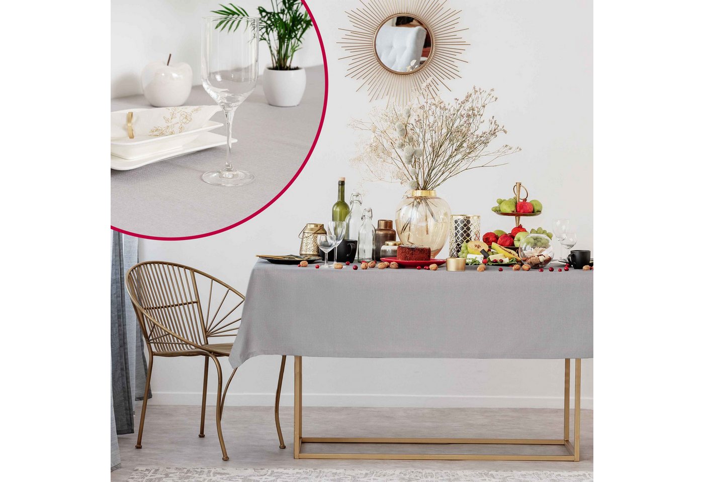 DecoHomeTextil Heimtextilmanufaktur Tischdecke Leinen Optik Tischdecke Tischtuch Abwaschbar Wasserabweisend – Bild 4 von 5