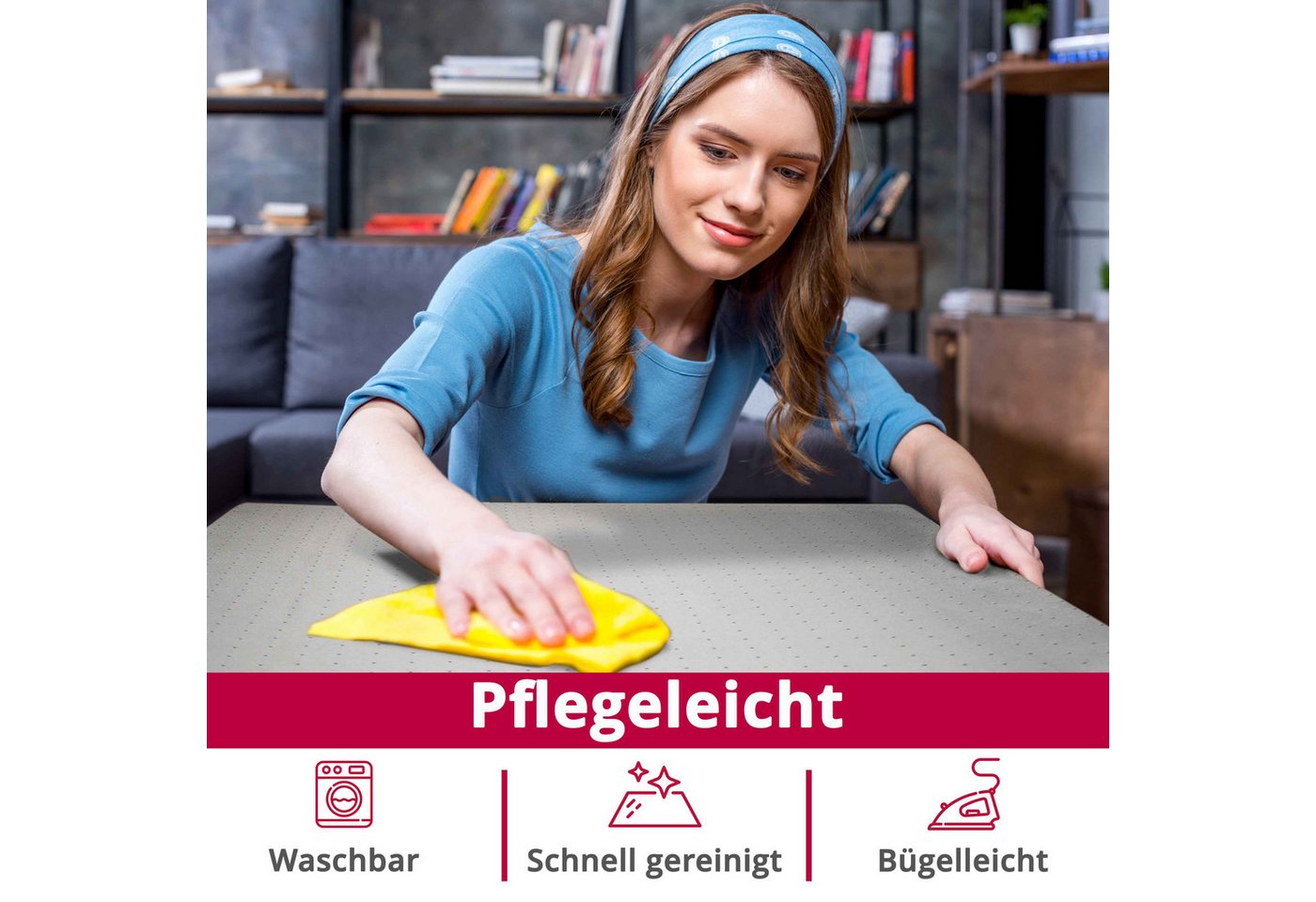 DecoHomeTextil Heimtextilmanufaktur Tischdecke Punkte Muster Optik Damast Tafeldecke Pflegeleicht – Bild 2 von 5