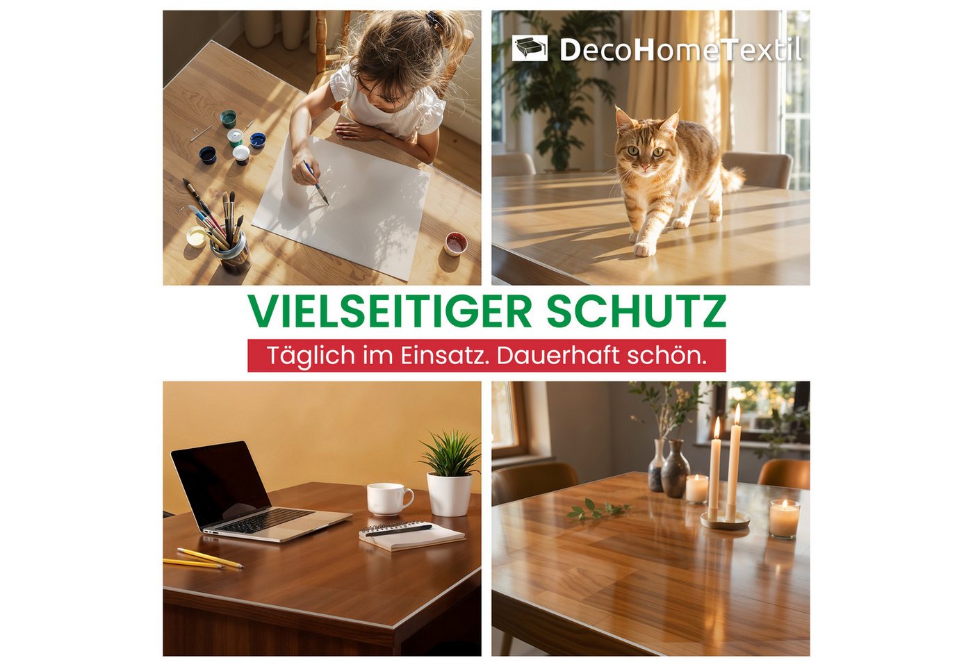 DecoHomeTextil Heimtextilmanufaktur Tischdecke Transparent Schutzfolie Folie leicht mattiert Abgeschrägte V-Kante, robust, reißfest, schalldämmend – Bild 4 von 5