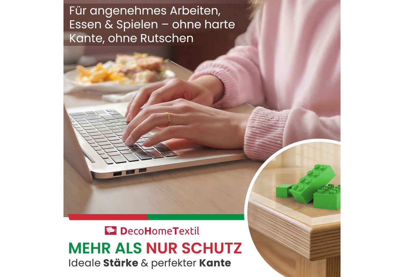 DecoHomeTextil Heimtextilmanufaktur Tischdecke Transparent Schutzfolie Folie leicht mattiert Abgeschrägte V-Kante, robust, reißfest, schalldämmend – Bild 5 von 5