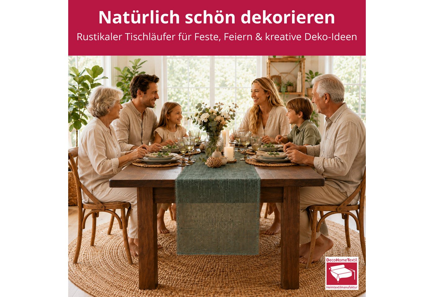 DecoHomeTextil Heimtextilmanufaktur Tischläufer Deco Jute Tischläufer Tischband Geschenkband Eco Friendly – Bild 2 von 5