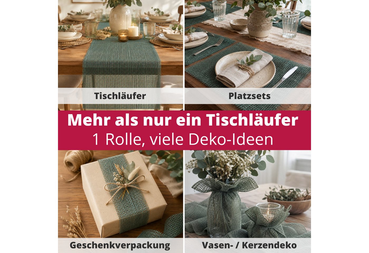 DecoHomeTextil Heimtextilmanufaktur Tischläufer Deco Jute Tischläufer Tischband Geschenkband Eco Friendly – Bild 4 von 5