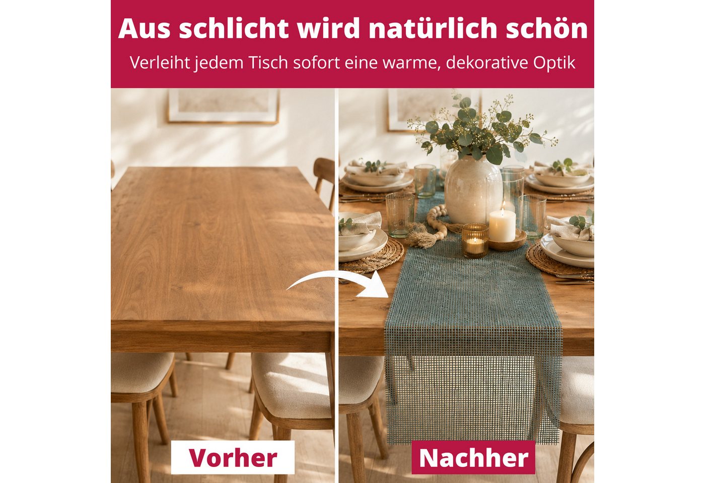 DecoHomeTextil Heimtextilmanufaktur Tischläufer Deco Jute Tischläufer Tischband Geschenkband Eco Friendly – Bild 5 von 5