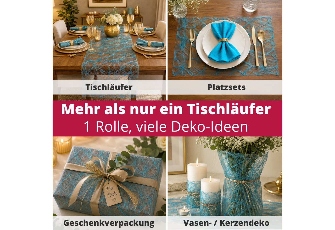 DecoHomeTextil Heimtextilmanufaktur Tischläufer Deco Netz Tischband Dekoration Dekor Breite 30cm Farbe+Länge wählbar – Bild 4 von 5