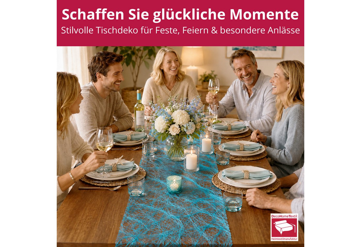 DecoHomeTextil Heimtextilmanufaktur Tischläufer Deco Netz Tischband Dekoration Dekor Breite 30cm Farbe+Länge wählbar – Bild 2 von 5