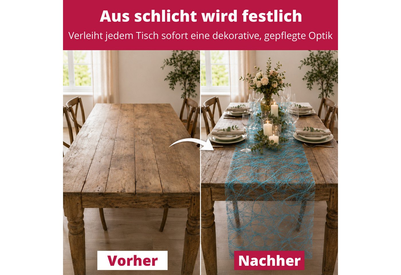 DecoHomeTextil Heimtextilmanufaktur Tischläufer Deco Netz Tischband Dekoration Dekor Breite 30cm Farbe+Länge wählbar – Bild 5 von 5