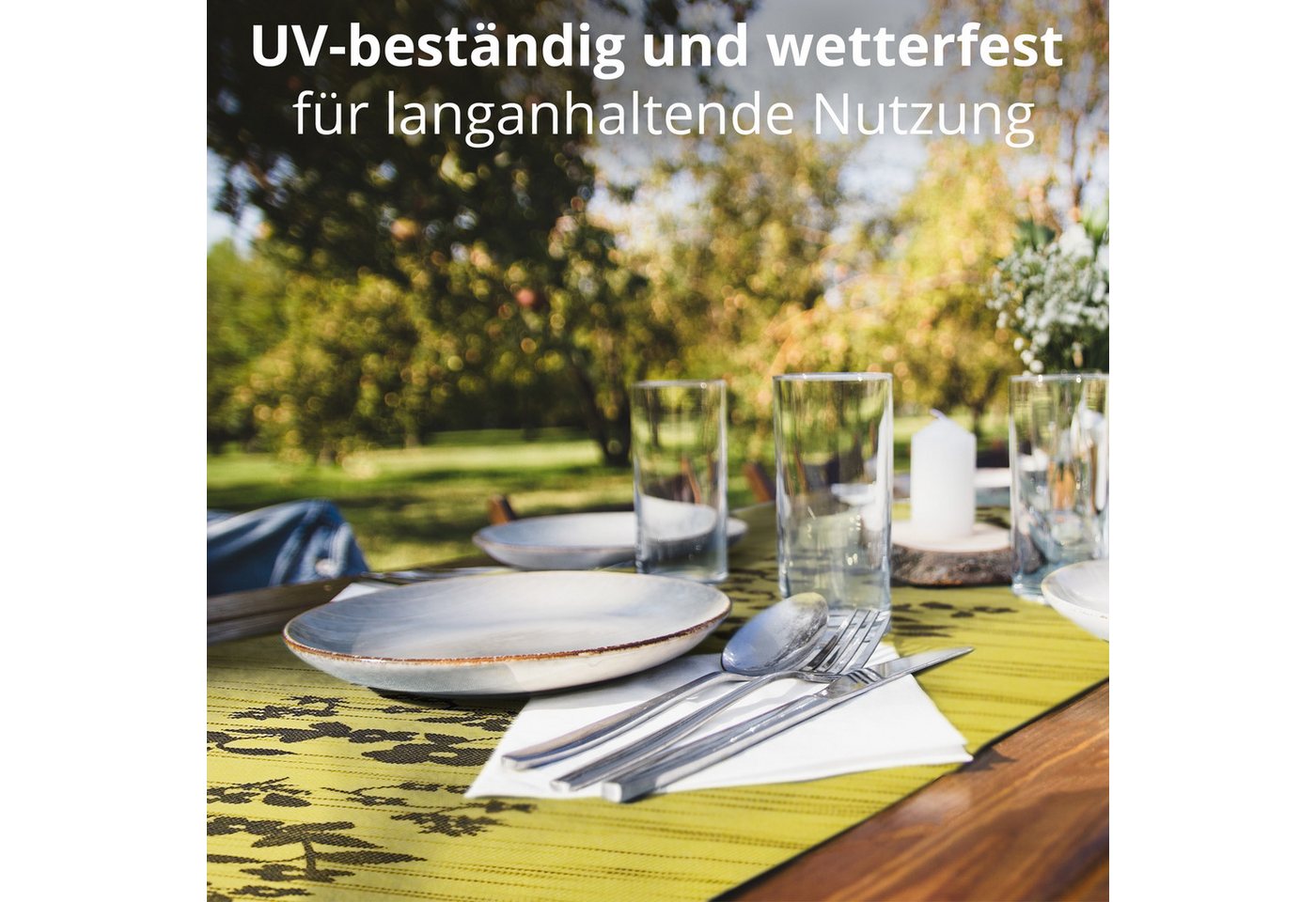 DecoHomeTextil Heimtextilmanufaktur Tischläufer Miami Tablerunner, wind- und wetterfest, UV-beständig, verrottungsfest – Bild 4 von 5
