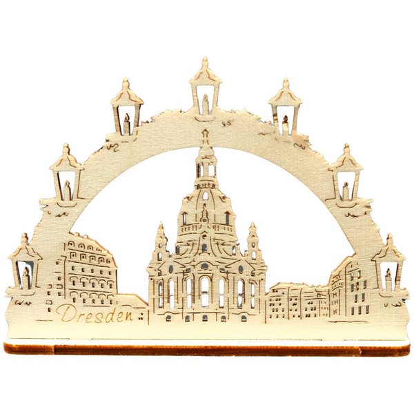 DeColibri Schwibbogen Miniatur Schwibbogen Dresdner Frauenkirche Dresden, Holz, Holzkunst aus Sachsen