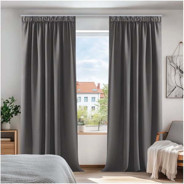 Deconovo Verdunkelungsvorhang Gardinen mit Kräuselband Blickdicht Vorhänge Wohnzimmer 2er Set, Vorhang Verdunkelung Vorhänge Kälteschutz Schlafzimmer Thermovorh