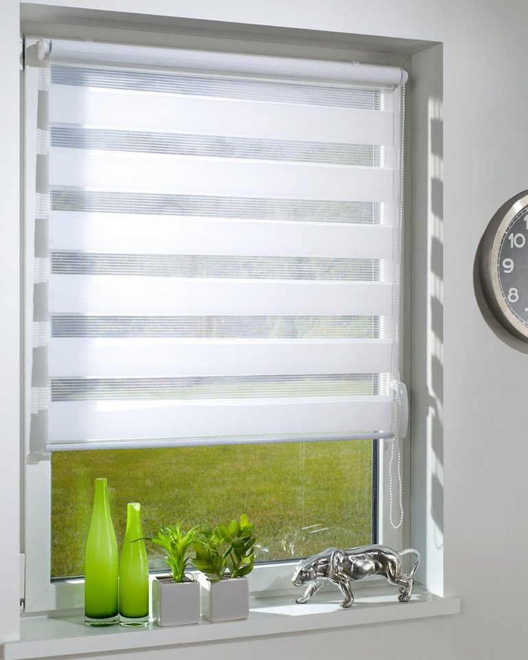 Doppelrollo Duo-Doppelrollo KLEMMFIX, DécoProfi, Lichtschutz, mit Bohren/ohne Bohren, Fenster- oder Wandmontage, abwechselnd transparent und blickdicht gewebtes – Bild 2 von 5